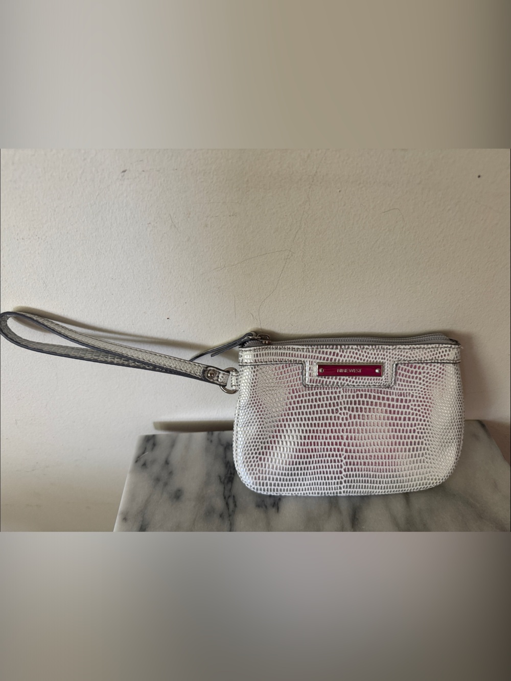 Nine West Silver Wristlet with Pink Accent -NWOT